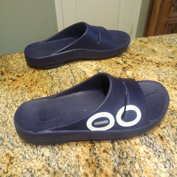 OOFOS OOahh Luxe Women's Sport Slide Recovery Comfort Sandals Blue Size W13/M11 - Picture 5 of 13